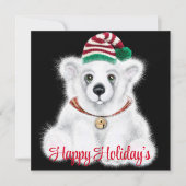 Kerst schattig polar beer welp, Santa beer welp Kaart (Voorkant)
