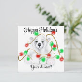 Kerst schattig polar beer welp, Santa beer welp Kaart (Staand voorkant)