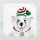 Kerst schattig polar beer welp, Santa beer welp Kaart (Voorkant / Achterkant)