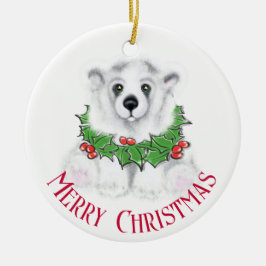 Kerst schattig polar beer welp, Santa beer welp Keramisch Ornament