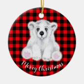 Kerst schattig polar beer welp, Santa beer welp Keramisch Ornament (Voorkant)