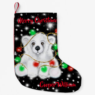 Kerst schattig polar beer welp, Santa beer welp Kleine Kerstsok