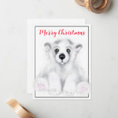 Kerst schattig polar beer welp, Santa beer welp Notitiekaartje (Voorkant / Achterkant in situ)