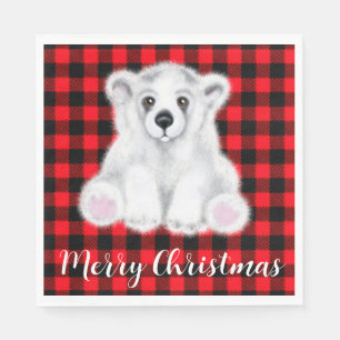 Kerst schattig polar beer welp, Santa beer welp Servet