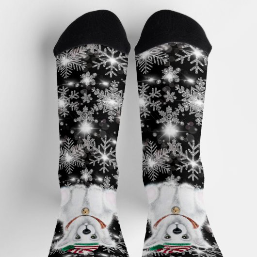 Kerst schattig polar beer welp, Santa beer welp Sokken (Top)