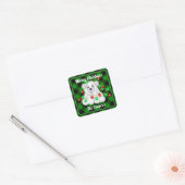Kerst schattig polar beer welp, Santa beer welp Vierkante Sticker (Envelop)