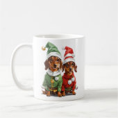 Kerst Schattige Dachshunds Koffiemok (Links)