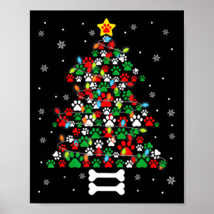 Kerst Schattige Dog Paws Xmas Tree Fun Dog Puppy O Poster