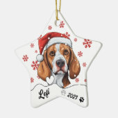 Kerst Schattige Fox Hound Dog gepersonaliseerd Keramisch Ornament (Links)