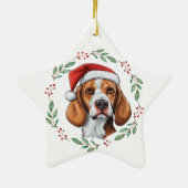 Kerst Schattige Fox Hound Dog gepersonaliseerd Keramisch Ornament (Achterkant)