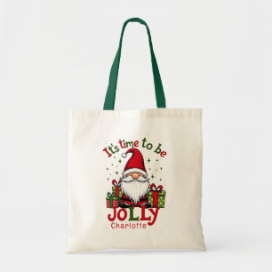 Kerst Schattige Jolly Santa Gepersonaliseerde naam Tote Bag