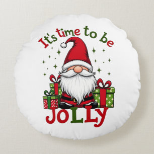 Kerst Schattige Jolly Santa Holiday Rond Kussen