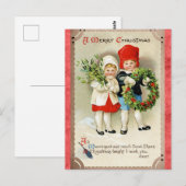 Kerst Schattige Kinder Victoriaans Gedicht Briefkaart (Voorkant / Achterkant)