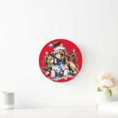Kerst schattige puppy ronde klok (Huis)