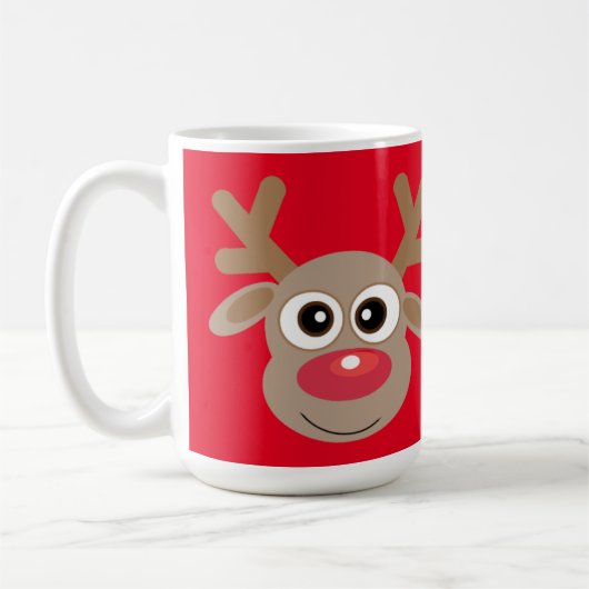 Kerst Schattige rendier Cartoon rood Koffiemok (Links)