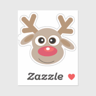 Kerst Schattige rendier Cartoon rood script type Sticker