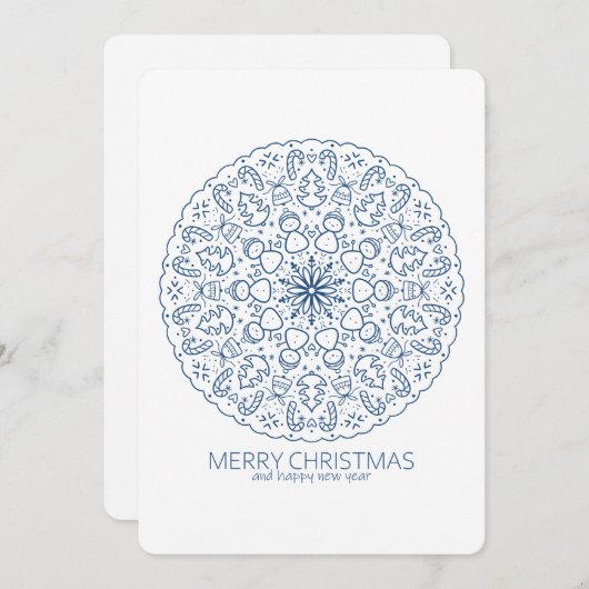 Kerst Schattige Sneeuwmannen Hand getrokken Mandal Feestdagenkaart (Voorkant / Achterkant)