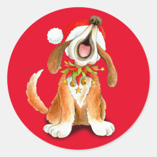 Kerst schattige zingerhond rode sticker