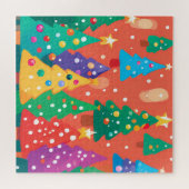 Kerst Schattigee Cartoon Kleurrijke Bomen Legpuzzel (Horizontaal)