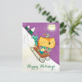 Kerst Schattigee Cat's Sled Briefkaarten (Staand voorkant)