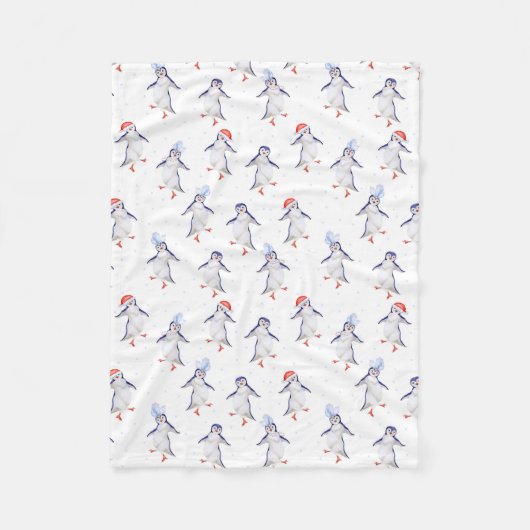 Kerst Schattigee dansende pinguïns Fleece Deken (Voorkant)