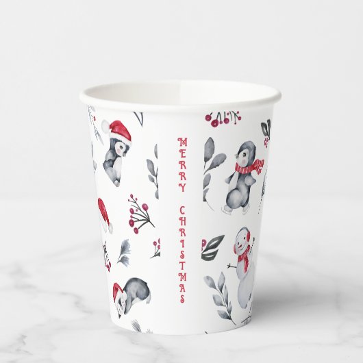 Kerst Schattigee feestelijke vakantie seizoen Wate Papieren Bekers (Links)