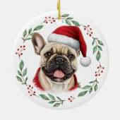 Kerst Schattigee Franse Bulldog gepersonaliseerd Keramisch Ornament (Achterkant)