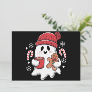 Kerst Schattigee Ghost Iced Coffee Retro Xmas Coff Feestdagenkaart