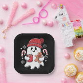 Kerst Schattigee Ghost Iced Coffee Retro Xmas Coff Papieren Bordje (Feest)