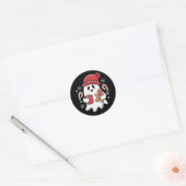 Kerst Schattigee Ghost Iced Coffee Retro Xmas Coff Ronde Sticker (Envelop)