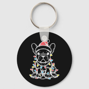 Kerst Schattigee hond Franse Bulldog Xmas Frenchie Sleutelhanger