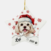 Kerst Schattigee Maltese hond gepersonaliseerd Keramisch Ornament (Voorkant)