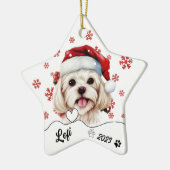 Kerst Schattigee Maltese hond gepersonaliseerd Keramisch Ornament (Links)