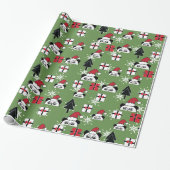 Kerst Schattigee Santa Panda's met geschenken Cadeaupapier (Uitgerold)