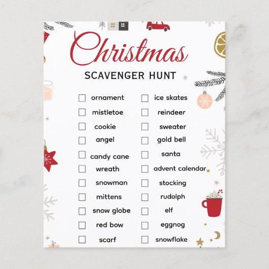 Kerst Schatzoek Checklist Kunst Flyer (Voorkant)