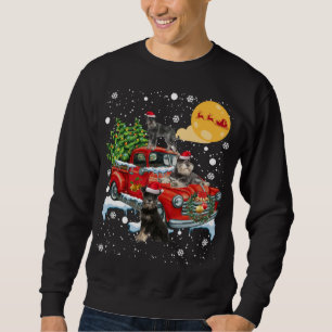 Kerst Schnauzer Dog Met Rode Vrachtwagen Plezier Trui