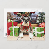 Kerst - Schnauzer - Petunia Feestdagenkaart (Voorkant / Achterkant)
