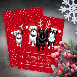 Kerst Schnauzers Flat Vakantie Kaart