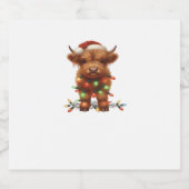 Kerst Schotse Highland Koe Classic T-shirt Sparkling Wijnetiket (Enkel label)