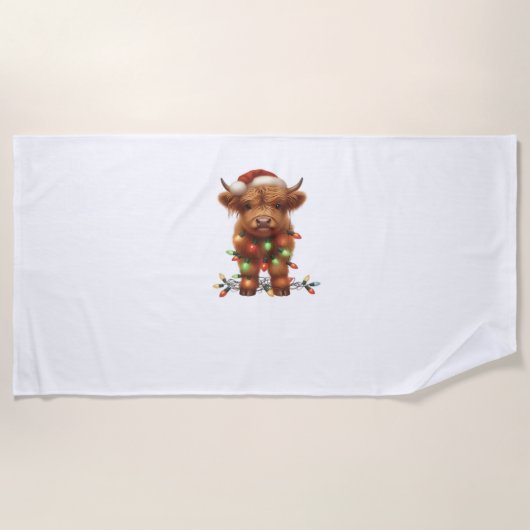 Kerst Schotse Highland Koe Classic T-shirt Strandlaken (Voorkant)