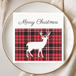 Kerst Schotse Rode Tartan Schotse Ruitpatroon Hert Servet