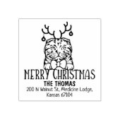 Kerst Schotse vouw kat retour adres Rubberstempel (Afrduk)