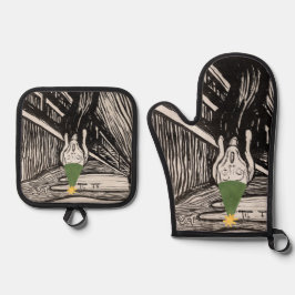 Kerst Schreeuw Donkere Humor Grappig Existentieel Ovenwant & Pannenlap Set