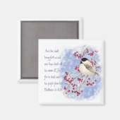 Kerst Schrift Chickadee Sneeuwbes Magneet (Voorkant / Achterkant)