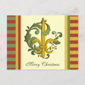 Kerst Scroll Fleur de lis Feestdagenkaart (Voorkant)