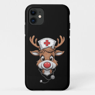 Kerst scrub top rendier rubber handschoenen verple iPhone 11 hoesje