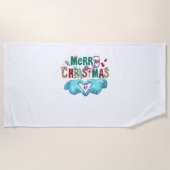 Kerst Scrub Vrolijk Kerstmis Kerstmis Stethoscoop  Strandlaken (Voorkant)