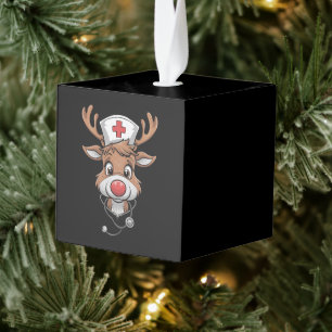 Kerst scrubtop rendier rubber handschoenen verplee kubus ornament