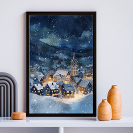 Kerst seizoen nacht hemel stad perfect poster