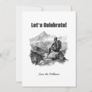 Kerst Seizoen Vakantie Man Wandelbergen Feestdagenkaart